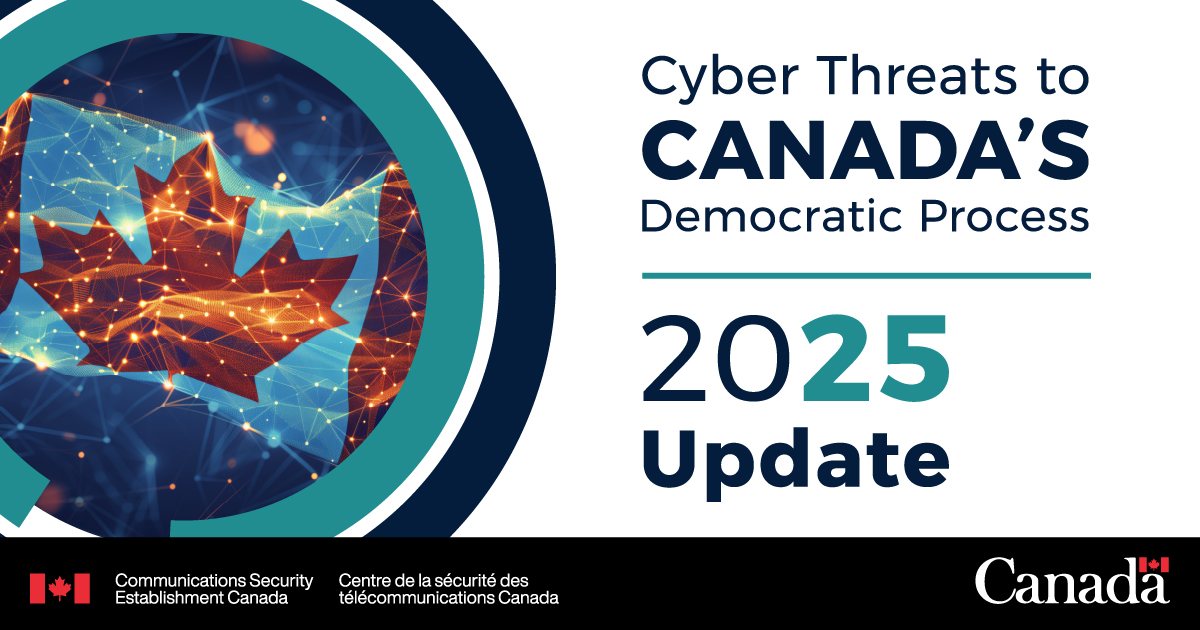cybercentre_ca's tweet photo. Last week, we published a 2025 update to our Cyber Threats to Canada’s Democratic Process report.
 
It provides an overview of:
-️ Global trends
- Main threat actors
- Implications for Canadian elections
 
https://t.co/fG14UIpg3F https://t.co/OtqFW1AqHe