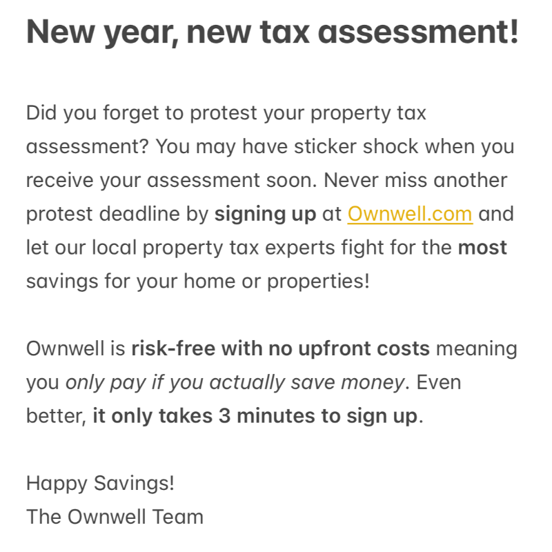 OwnwellOfficial's tweet photo. Texas Homeowners! Sign up with Ownwell and only pay 25% of what you save, risk-free!