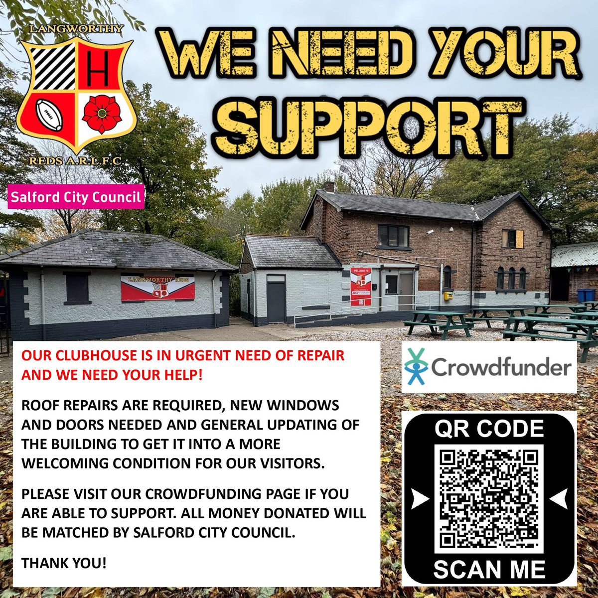 🔴 CROWDFUNDER NOW LIVE 🔴

The club crowdfunder is now live. The money we raise will be used to improve our facilities at the clubhouse.

 Any support would be greatly appreciated. Click the link below for more information….

crowdfunder.co.uk/p/langworthy-r…