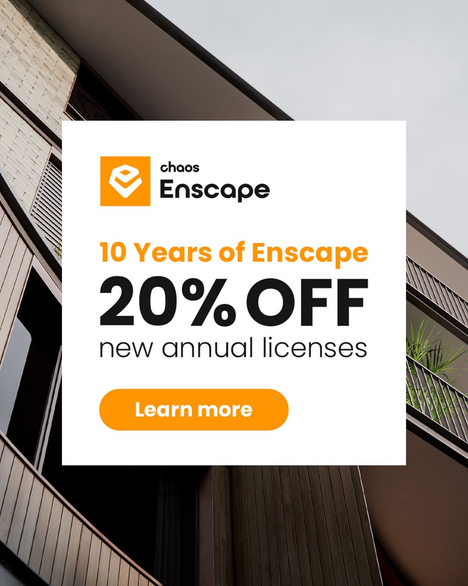 RuwanaSrl's tweet photo. Enscape es el complemento perfecto para llevar tus modelos 3D a otro nivel con renderizados en tiempo real y recorridos virtuales impresionantes. 

Obtenga un 20% de descuento en nuevas licencias de Enscape hoy.

https://t.co/Oym6dgjQ8C

#Chaos #Enscape #Renderizado3D https://t.co/nAKctpeBpW