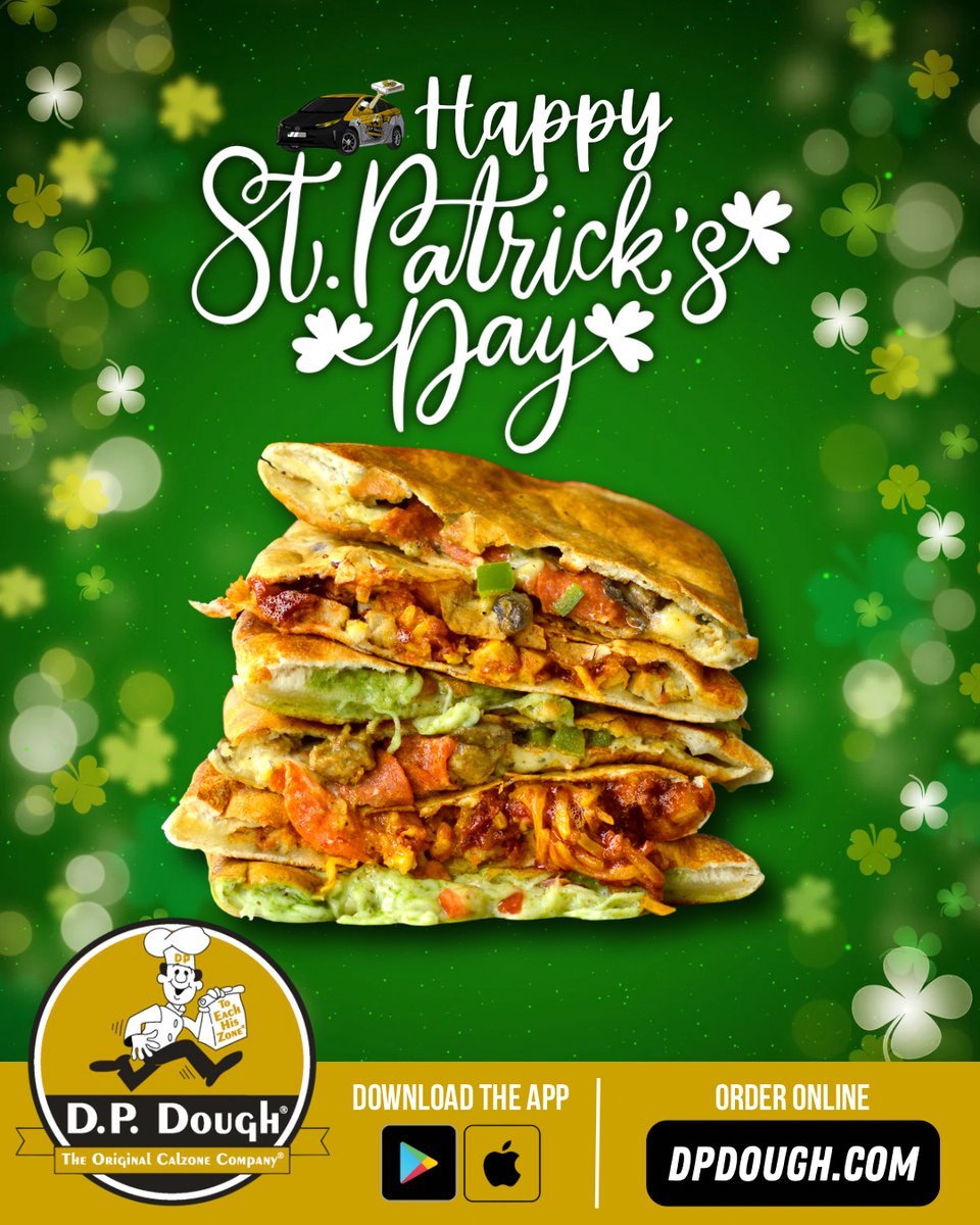 Feast like you’re chasing gold this St. Paddy’s Day! 🌈🍀 Late-night cravings? Grab a hot, cheesy calzone and celebrate with flavor that’s pure treasure. 🌟🥟

Order on our app📱 or online at dpdough.com