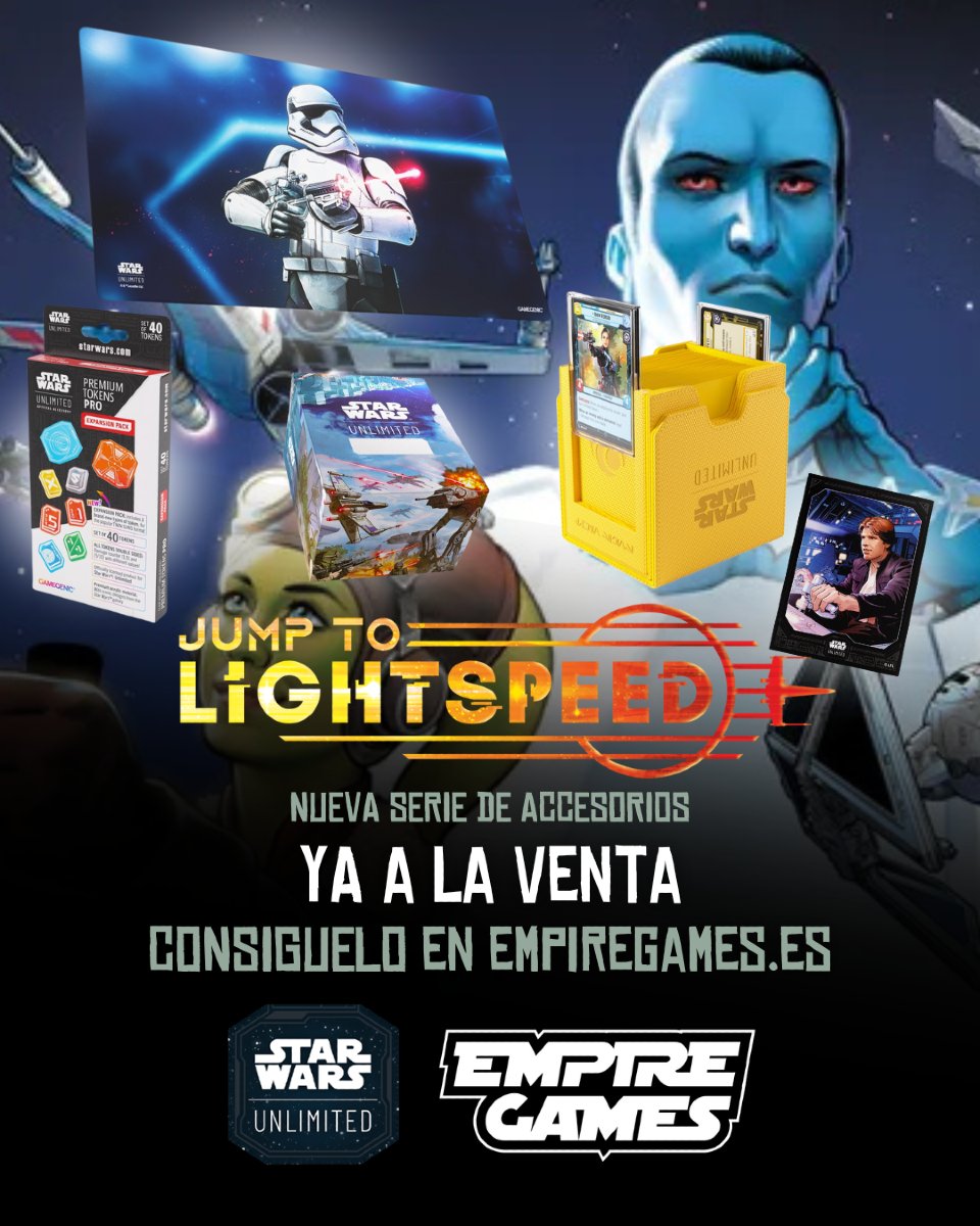empiregames_sev's tweet photo. 📣 STAR WARS UNLIMITED: JUMP TO LIGHTSPEED 🚀
🆕 ¡Ya a la venta!
🛒 Haz tu reserva en nuestra tienda: https://t.co/2zCF5kkQpm
#StarWars #StarWarsUnlimited #JumpToLightspeed #Lightspeed https://t.co/JeGw2ejZpf