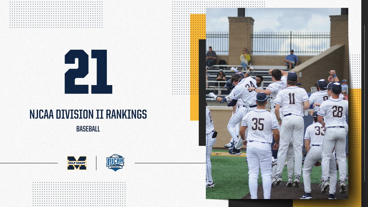 MGCCC Athletics (@mgcccbulldogs) on Twitter photo BASEBALL | For the first time since 2019, <a href="/MGCCC_Baseball/">MGCCC Baseball</a> is back in the <a href="/NJCAABaseball/">NJCAA Baseball</a> Division II Top 25 presented by <a href="/NettingPros/">Netting Professionals ๐๏ธ</a> !
njcaa.org/sports/bsb/ranโฆ BASEBALL | For the first time since 2019, <a href="/MGCCC_Baseball/">MGCCC Baseball</a> is back in the <a href="/NJCAABaseball/">NJCAA Baseball</a> Division II Top 25 presented by <a href="/NettingPros/">Netting Professionals ๐๏ธ</a> !
njcaa.org/sports/bsb/ranโฆ