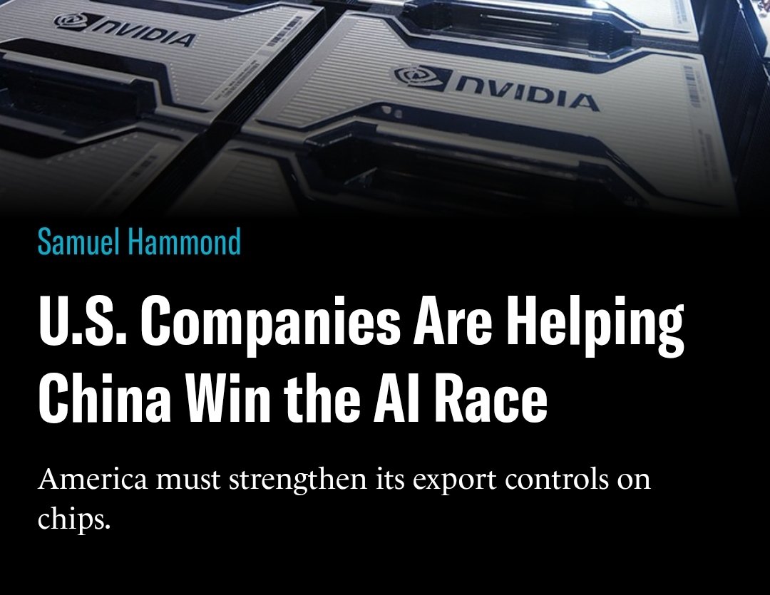 U.S. companies are helping China win the AI race by turning a blind eye to mass export control violations.

America's current, tenuous lead in AI comes down to our hardware advantage. If we let that slip, it's game over. 

My latest: