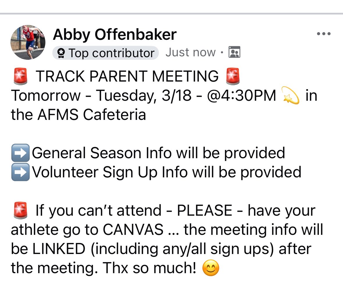 🚨 TRACK MEETING 💫 <a href="/AFMSChargers/">Apex Friendship Middle School</a> <a href="/AFMS_Track/">AFMS Track and Field</a> <a href="/CoachQuigley12/">Brian Quigley</a> <a href="/CoachFrice/">Coach Rice</a> <a href="/NeanderPhil/">neander_phil</a>