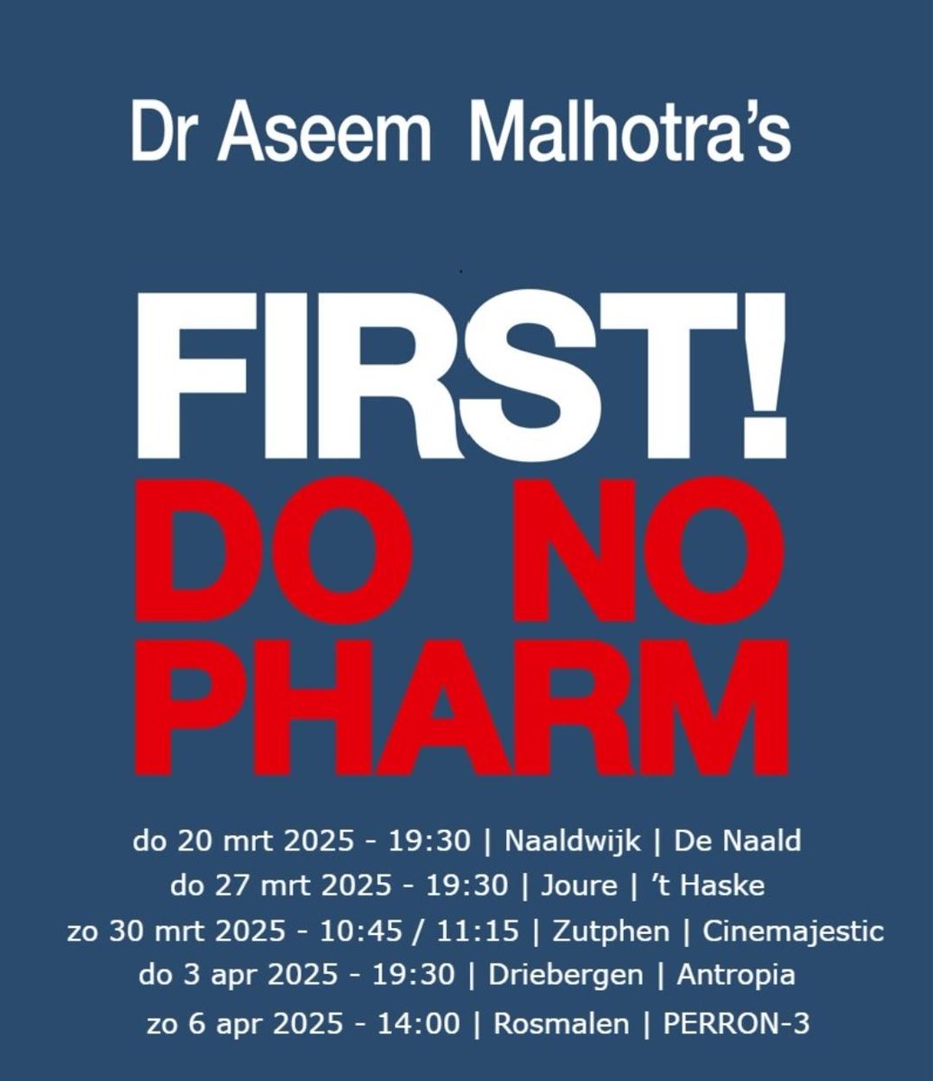 ArtsenC's tweet photo. Also in #theNetherlands, your docu #FirstDoNoPharm @DrAseemMalhotra 🙏
After Zeist, the coming days in #Naaldwijk #Zutphen #Joure #Driebergen #Rosmalen
Info/tickets 👉https://t.co/CrDUekTO23 https://t.co/ofzsJ70HFl