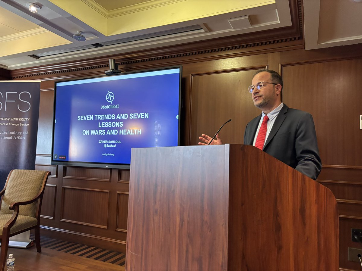 Happening now @MoraraCenter - the STIA Maloy Distinguished Lecture in Global Health with Dr Zaher Sahloul. <a href="/georgetownsfs/">Georgetown SFS</a>