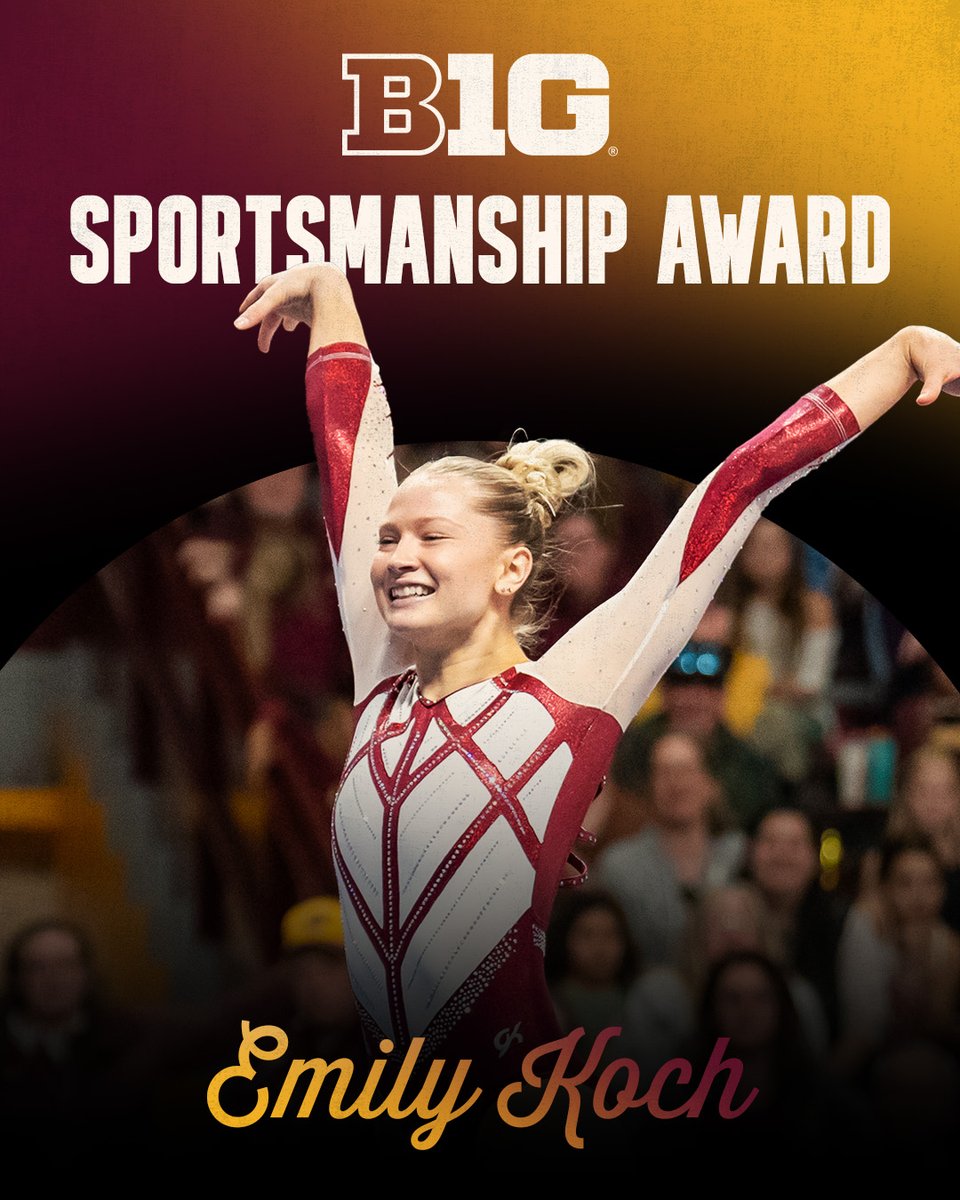 GopherWGym's tweet photo. 𝐁𝐢𝐠 𝐓𝐞𝐧 𝐒𝐩𝐨𝐫𝐭𝐬𝐦𝐚𝐧𝐬𝐡𝐢𝐩 𝐀𝐰𝐚𝐫𝐝 🏆

Congrats to senior Emily Koch on being Minnesota's sportsmanship award honoree!

#Team51 | #JustOne https://t.co/j3ub3Mptxc