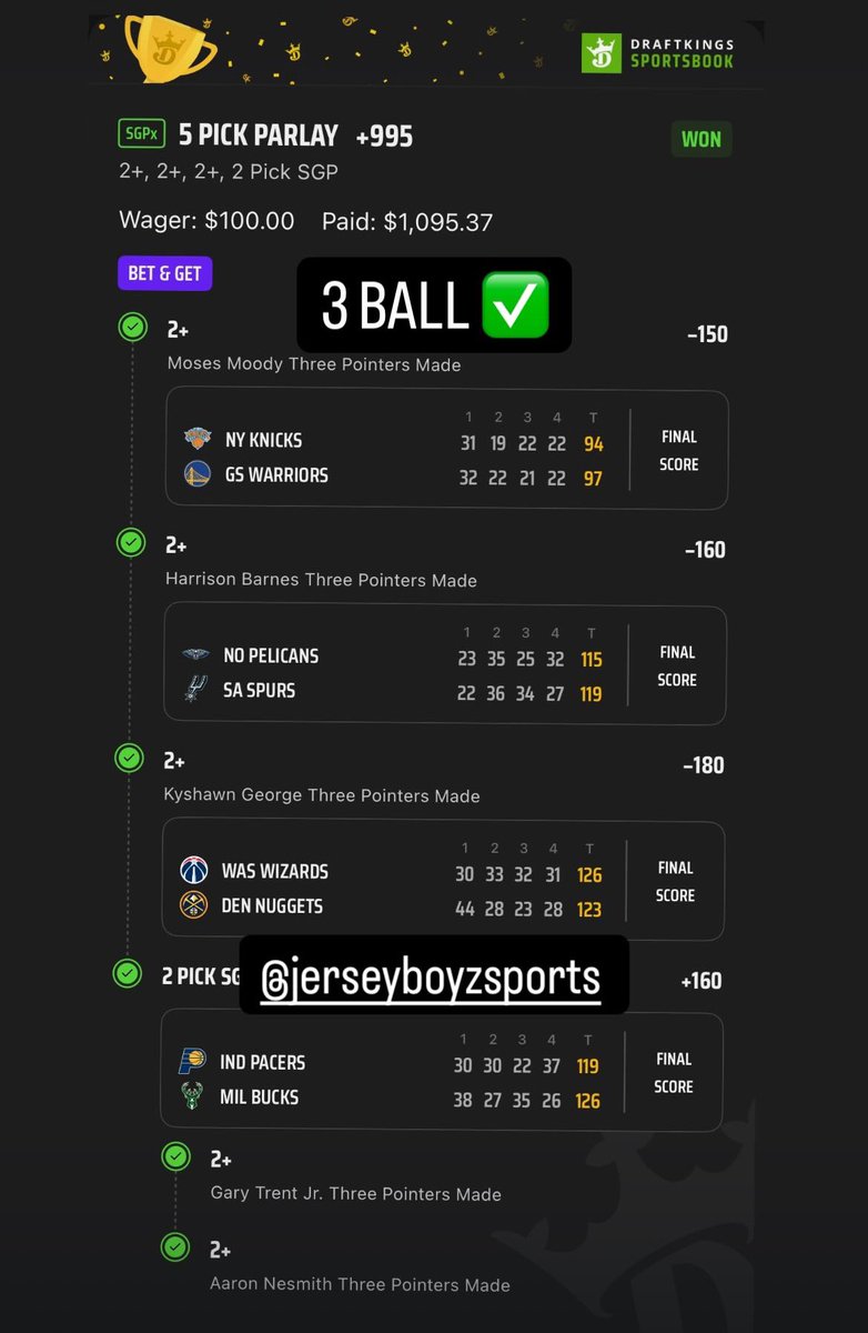 NJboyzsports's tweet photo. 3 BALL 
I BALL
WE BALL 
LETS GOOO!
FRIDAY ✅
SATURDAY ✅
SUNDAY ✅
🤑🤑🤑
JOIN VIP TODAY !!!! 
#GamblingX #sportsbettingX #NBA #Jerseyboyz #3ball #threeball #vip #discord https://t.co/fiT89sqgJV