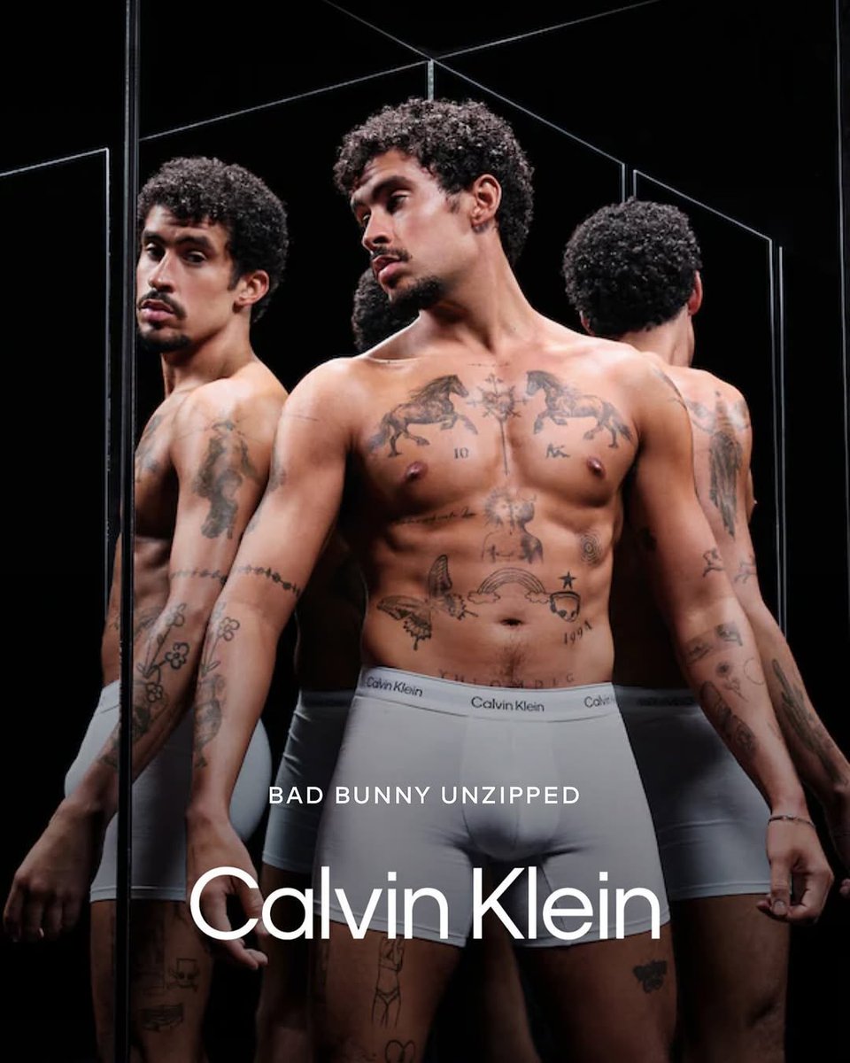 PopBase's tweet image. Bad Bunny stuns for Calvin Klein.