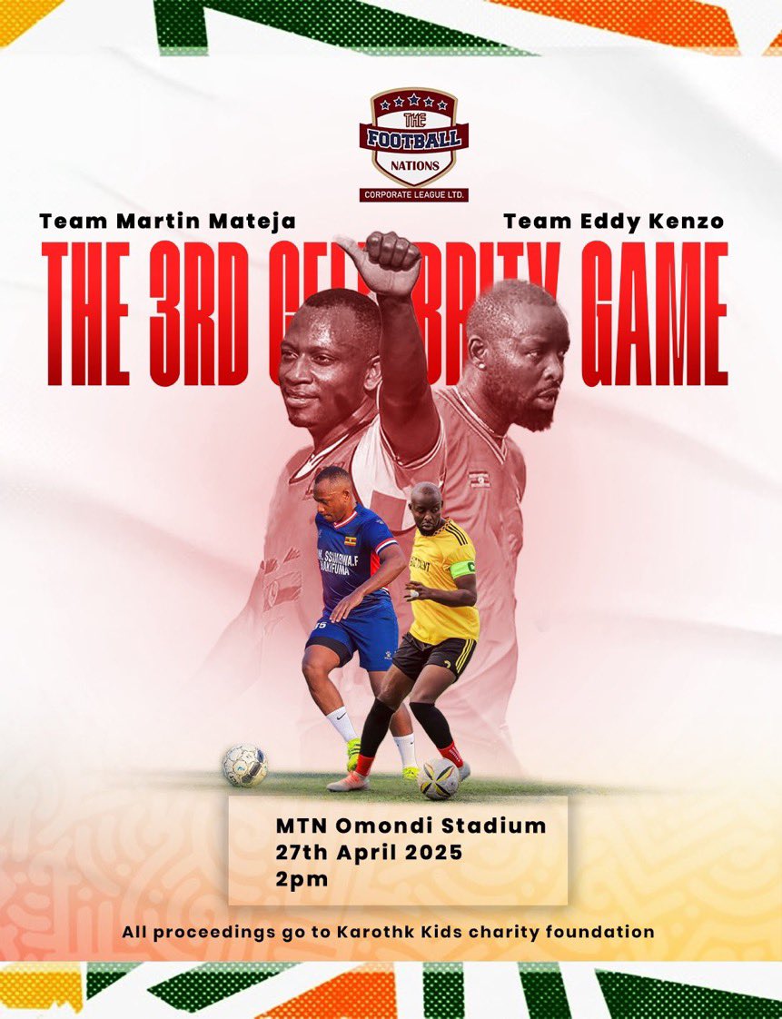 MTN Omondi stadium is  gona ask for water on the 27th of April at the #CelebrityCharityGame2025 🥳

Get ready for this one. 🎉