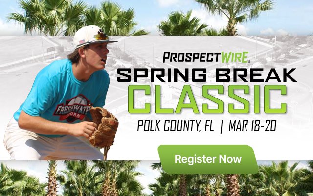 PW Spring Break Classic
March 18-20, 2025
Auburndale, FL
#PWBaseball🌼⚾️ 

Tournament Hub/Schedule
play.prospectwire.com/events/2025-pw…

Athletes Go Live Stream
app.athletesgolive.com/EventCompany/E…