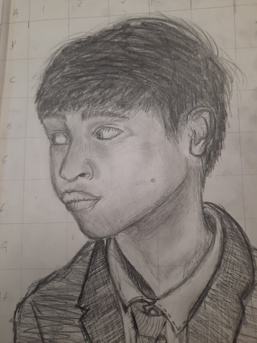 Y10 boys leading the way with grid drawing!