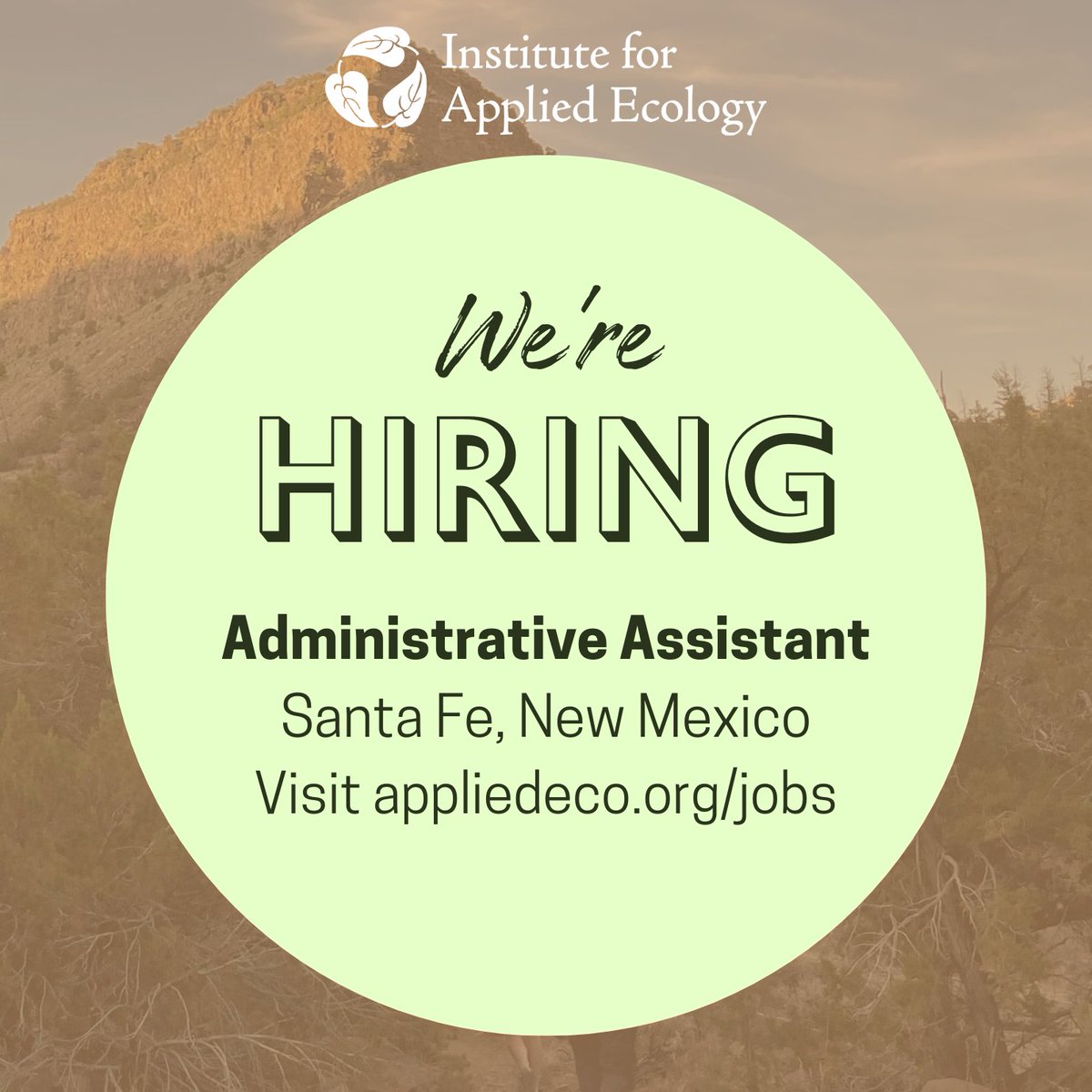 We're hiring for an Administrative Assistant based in our Santa Fe, New Mexico office! Applications are open until filled, with a position start date of April 1. Learn more about the position and how to apply at appliedeco.org/jobs.