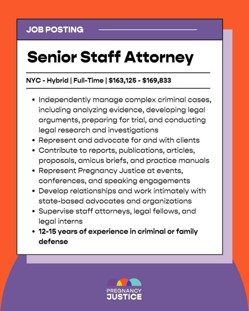 We’re hiring an experienced attorney to help further our work fighting pregnancy-related prosecutions! pregnancyjustice.bamboohr.com/careers/44?sou…