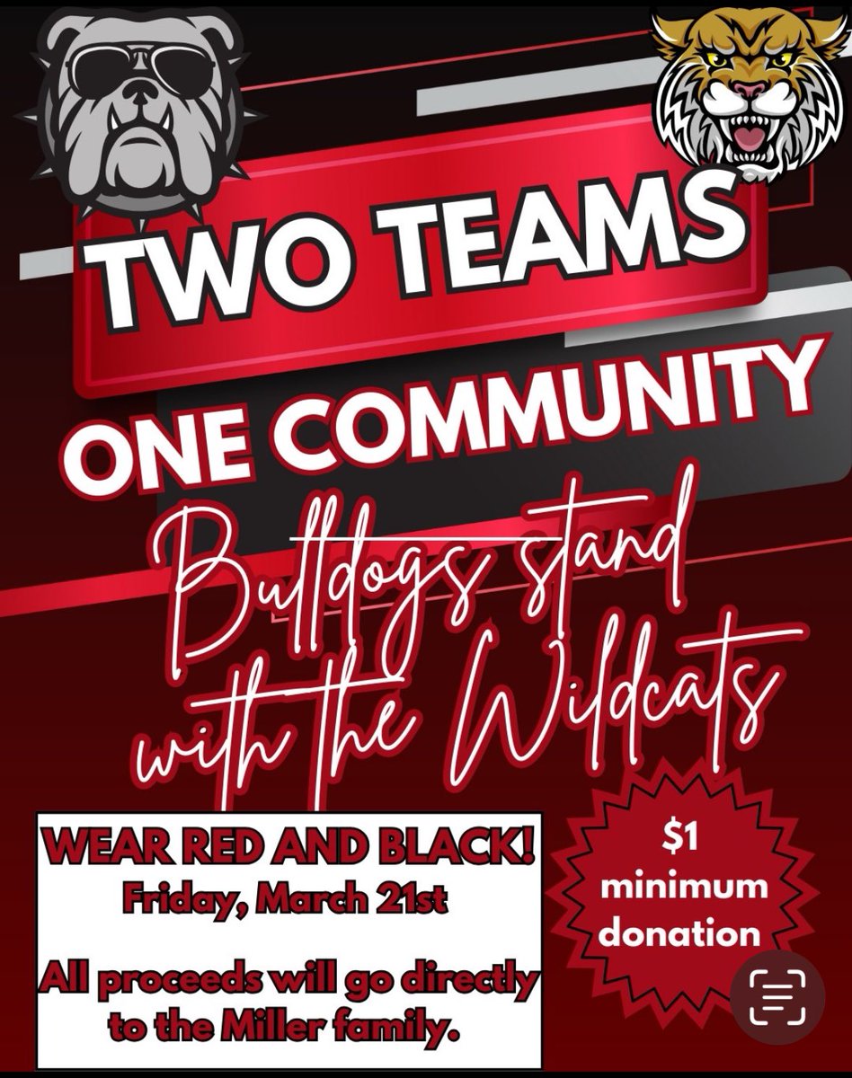 Upcoming dress down day March 21st to support our Wildcat family.  ❤️🖤