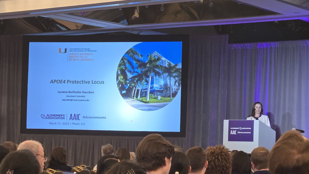 AAIC Advancements: APOE &amp; Lipid Biology conference in Miami, Florida, featuring Dr. Luciana Bertholim Nasciben from the University of Miami presenting “APOE4 Protective Locus” <a href="/HIHGatUM/">John P. Hussman Institute for Human Genomics</a> <a href="/umiamimedicine/">Miller Medicine</a> <a href="/alzsefl/">Alzheimer's Association, Southeast Florida</a> <a href="/alzassociation/">Alzheimer's Association</a> #AAICAdvancements #ENDAlz
