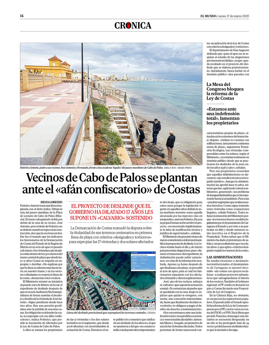 abelfros's tweet image. 🗞️ Publicado en diario @elmundoes; Calvario vecinal en #CabodePalos por el deslinde de costas.
#Cartagena #costa #playa #deslindes