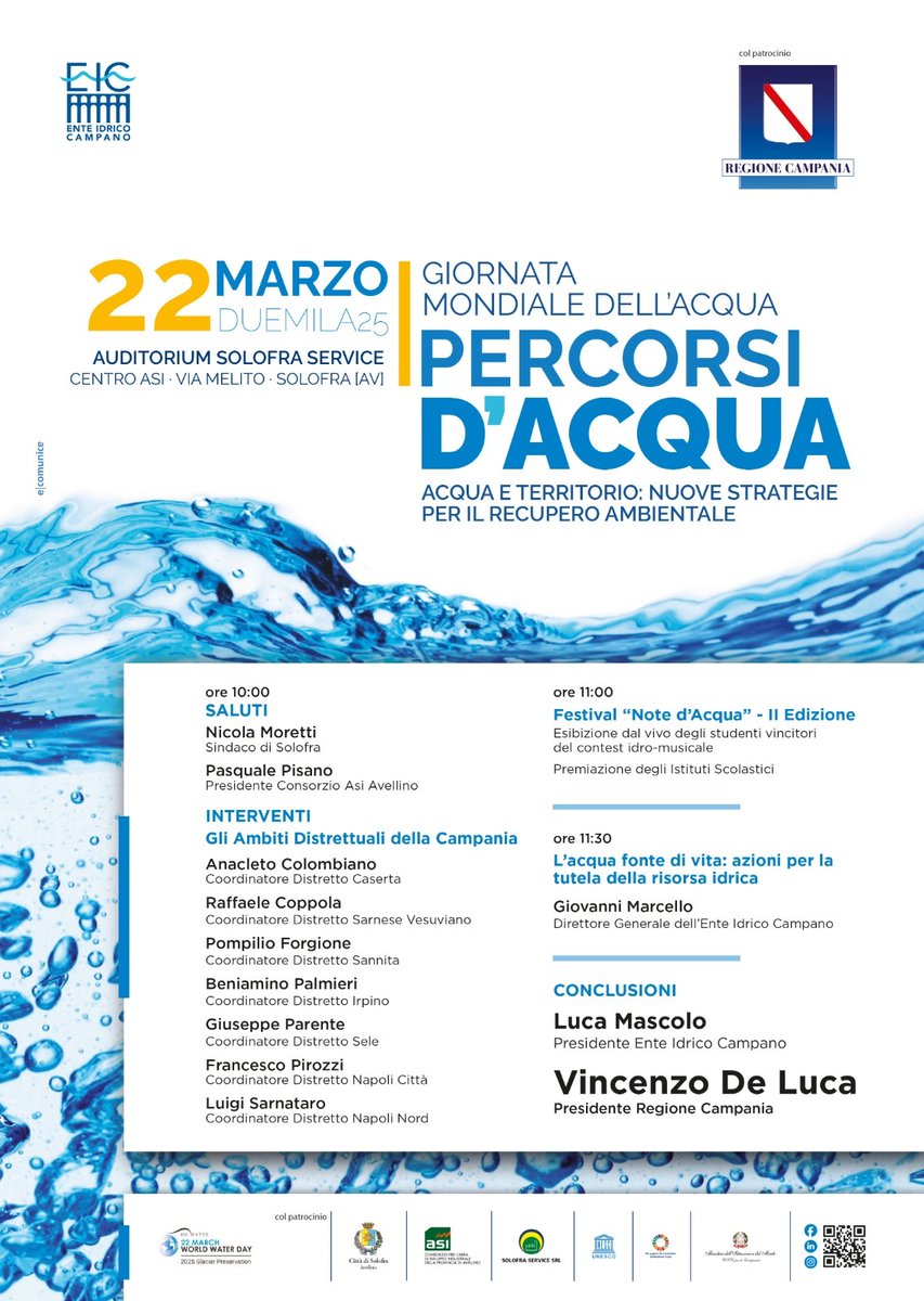 𝗚𝗶𝗼𝗿𝗻𝗮𝘁𝗮 𝗠𝗼𝗻𝗱𝗶𝗮𝗹𝗲 𝗱𝗲𝗹𝗹’𝗔𝗰𝗾𝘂𝗮 𝟮𝟬𝟮𝟱

Solofra, Auditorium Solofra Service - Centro ASI

22 marzo 2025, ore 10:00