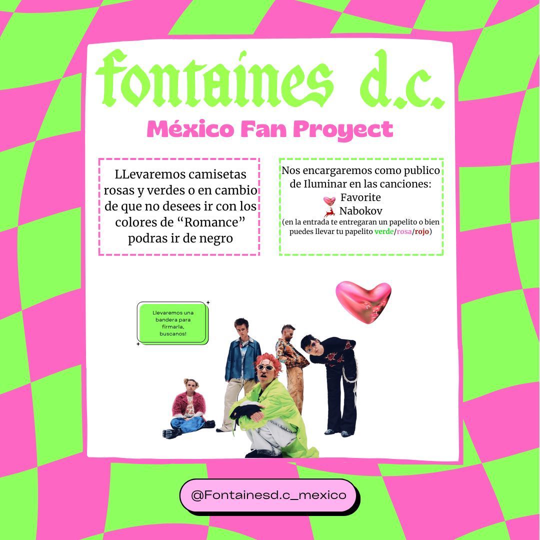 Indiecosoficial's tweet photo. Ojo al Fan Proyect que los fans de @fontainesdublin preparo para el concierto de mañana 👀
Corran la voz para hacer un momento mágico en el concierto!!
#fontainesdc #fontainesdcband #fontaines #pabellonoeste #ocesa #fanproyect https://t.co/BZwjsEFelj