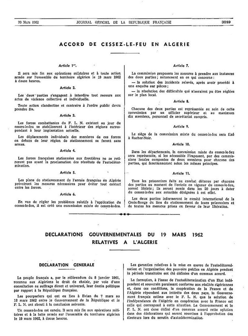 CorbeauDlicieux's tweet photo. C'était il y a 63 ans: le 18 mars 1962 sont signés les accords d'Evian qui mettent fin à la guerre d'Algérie. Des référendums consultant les peuples français d'une part et algérien d'autre part avalisent l'indépendance la même année. https://t.co/t96nvsMZUM