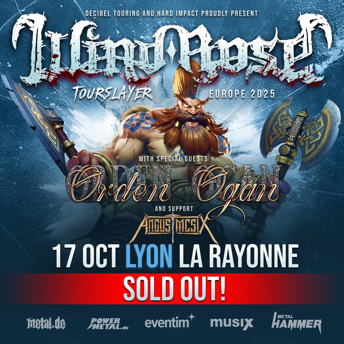 windroseband's tweet photo. Lyon is officially SOLD OUT 🔴 Stand by for news soon ⛏️ TOURSLAYER tickets at https://t.co/xybeZuAlYP https://t.co/1PK3o5va21