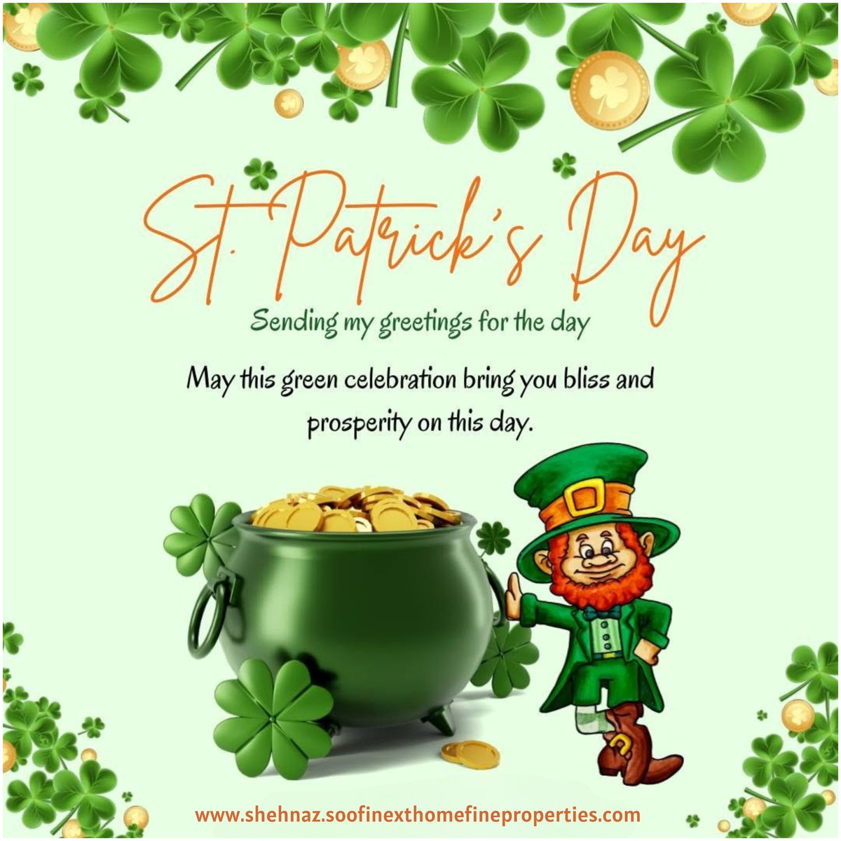 SoofiRealty's tweet photo. Wishing you a pot full of luck, joy, and prosperity this St. Patrick’s Day! 🍀✨ May your day be filled with happiness and good fortune. 🌈💰 #HappyStPatricksDay #LuckOfTheIrish #PotOfGold #GreenVibes #IrishBlessings #CelebrateWithLuck https://t.co/OKNhodPIAf