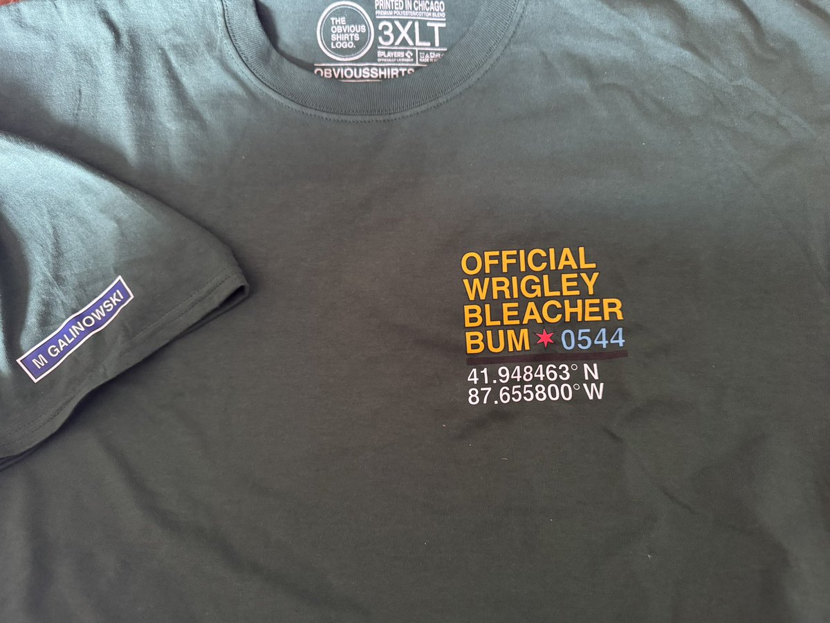 MGalinowski's tweet photo. Bleacher Creature 0544 reporting for duty!!
 Thank you @obvious_shirts for getting this to me so I can represent on Opening Day tomorrow.  #GoCubsGo #BleacherBum https://t.co/bUlHSigNUd
