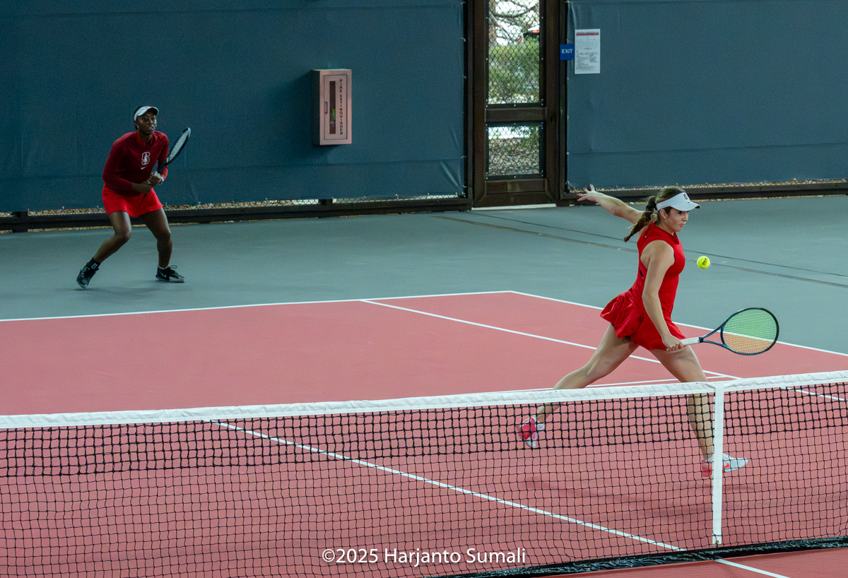 Morgan Shaffer &amp; Chidimma Okpara of <a href="/StanfordWTennis/">Stanford Women’s Tennis</a> in action against Cal Berkeley <a href="/NCAATennis/">NCAA Tennis</a> #tennis