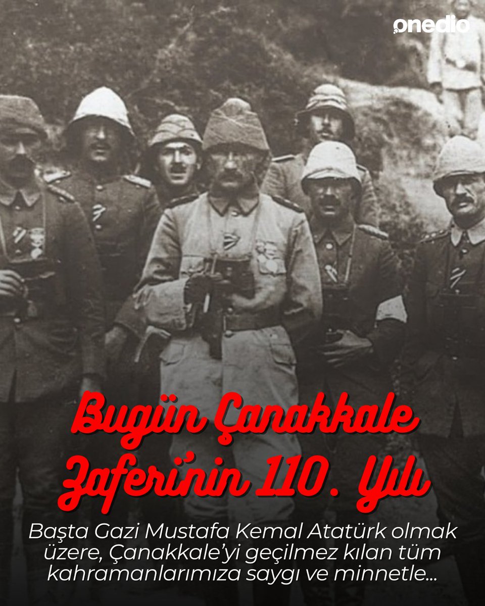 onedio's tweet photo. Çanakkale Geçilmez! 🇹🇷

Milli birlik ve beraberliğimizin en büyük sembollerinden biri olan Çanakkale Zaferi’nin 110. yıl dönümü kutlu olsun. https://t.co/iIv5kWiyu7