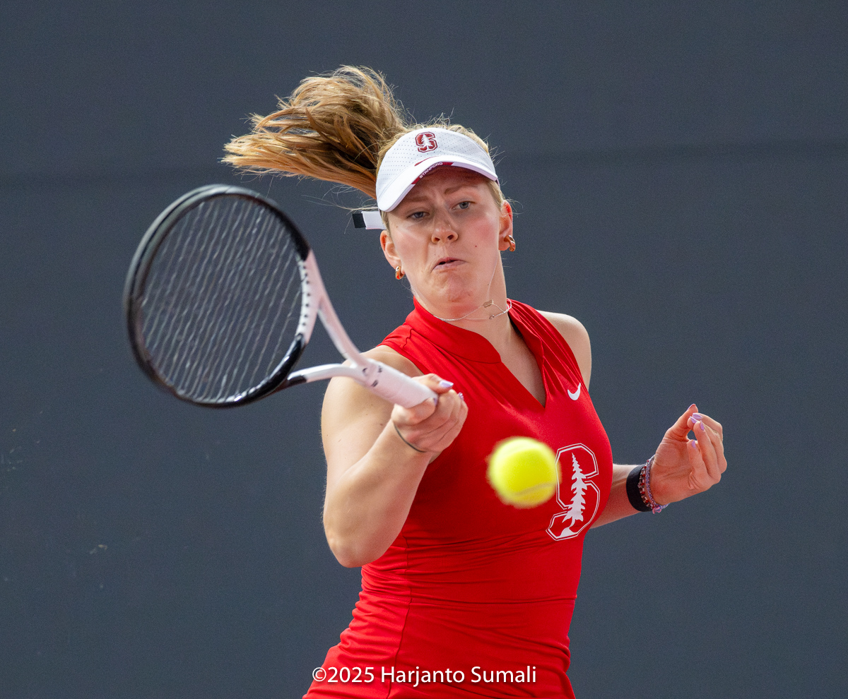 Caroline Driscoll of <a href="/StanfordWTennis/">Stanford Women’s Tennis</a> in action against Cal Berkeley <a href="/NCAATennis/">NCAA Tennis</a> #tennis