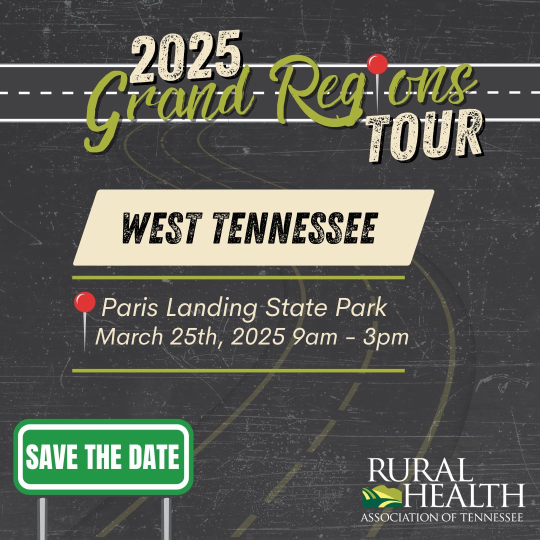 The Rural Health Association of Tennessee invites you to join us for our 2025 Grand Regions Tour. Join us in West Tennessee to dive into sessions around Maternal Mental Health, Substance Use Disorder, Trauma Informed Care, and more! tr.ee/GrandRegionsTo…