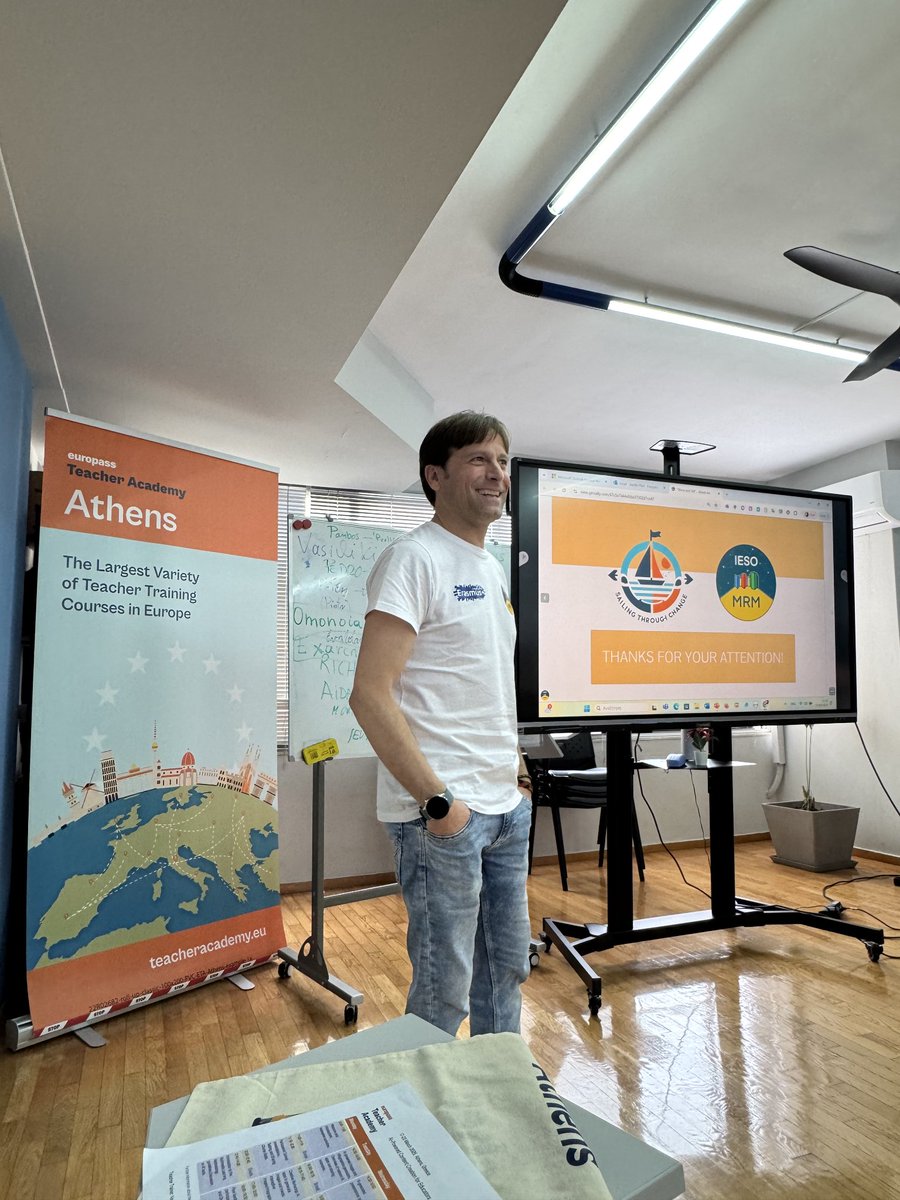 ErasmusMrm's tweet photo. Nuestro compañero Víctor Acosta @EldeTecnologia, participa esta semana en el curso ”AI-Powered Content Creation fpr Educators" en la Europass Teacher Academy de Atenas, dentro del proyecto @EUErasmusPlus del @iesoMRM #sAIlingThroughChange https://t.co/UgwuOVUVhE