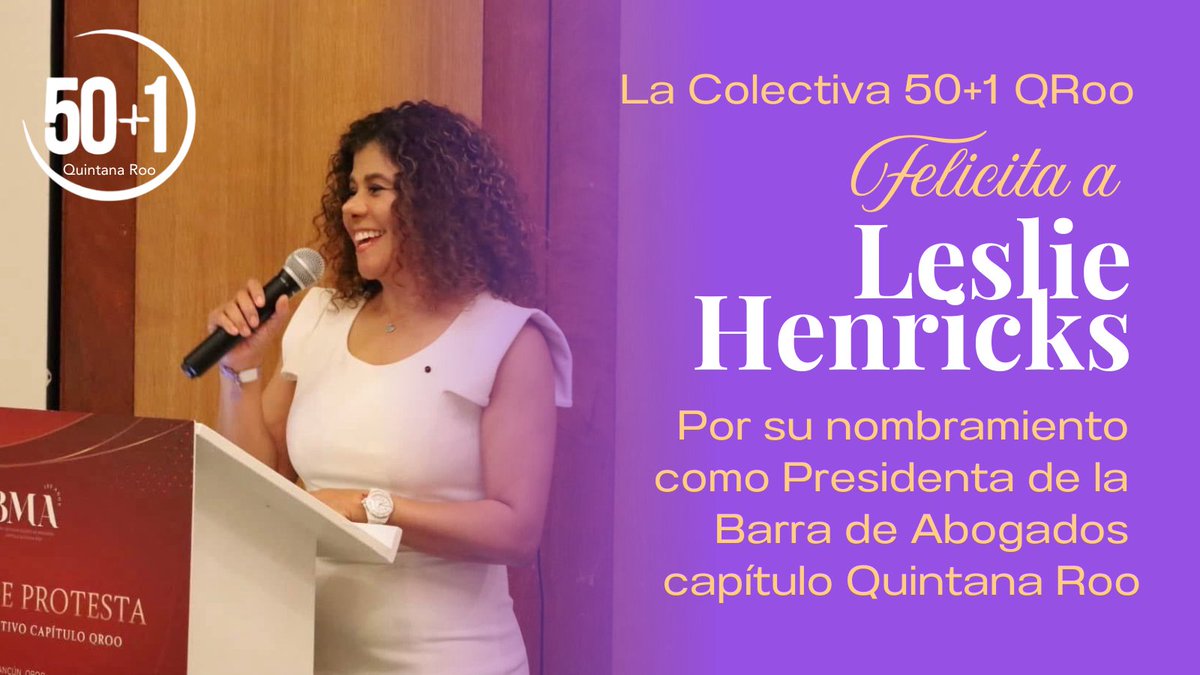 ¡Muchas felicidades <a href="/Hendricksles/">Leslie Hendricks</a>  por tu reciente nombramiento como presidenta de la Barra de Abogados capítulo Quintana Roo! 🥳💜

Nos congratulamos contigo por este gran logro como mujer y como abogada.