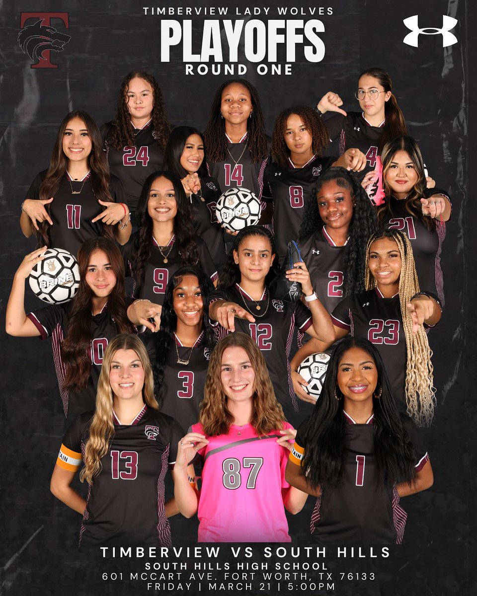 Timberview Women's Soccer (@tview_soccer) on Twitter photo Mark your calendars! Your Lady Wolves are headed to playoffs. Come out and support!
📆 Friday, March 21st
⏰ 5:00PM
📍South Hills High School
<a href="/MISDathletics/">MISD Athletics Dept.</a> Mark your calendars! Your Lady Wolves are headed to playoffs. Come out and support!
📆 Friday, March 21st
⏰ 5:00PM
📍South Hills High School
<a href="/MISDathletics/">MISD Athletics Dept.</a>