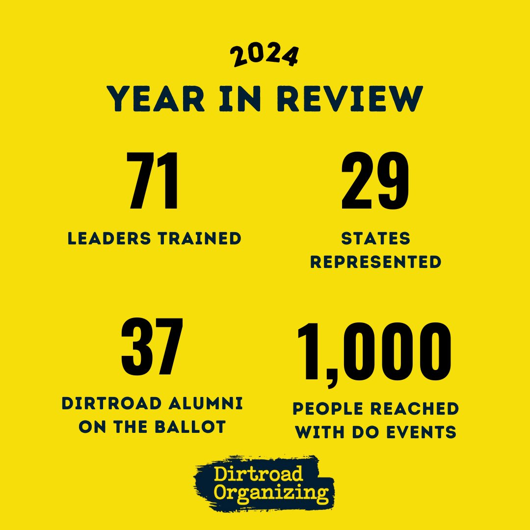 Wow, 2024 was a year--in  so many ways. As we look back on our first full year of programming,  we're excited to share our highlights! 🔥🔥🔥🔥 Check out our the bigger and fuller picture here: dirtroadorganizing.org/2024-year-in-r…