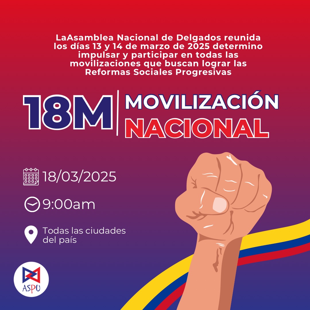 #ASPU || Mañana nos movilizamos por las Reformas Sociales Progresivas ¡Nos vemos en las calles! 🔵🔴