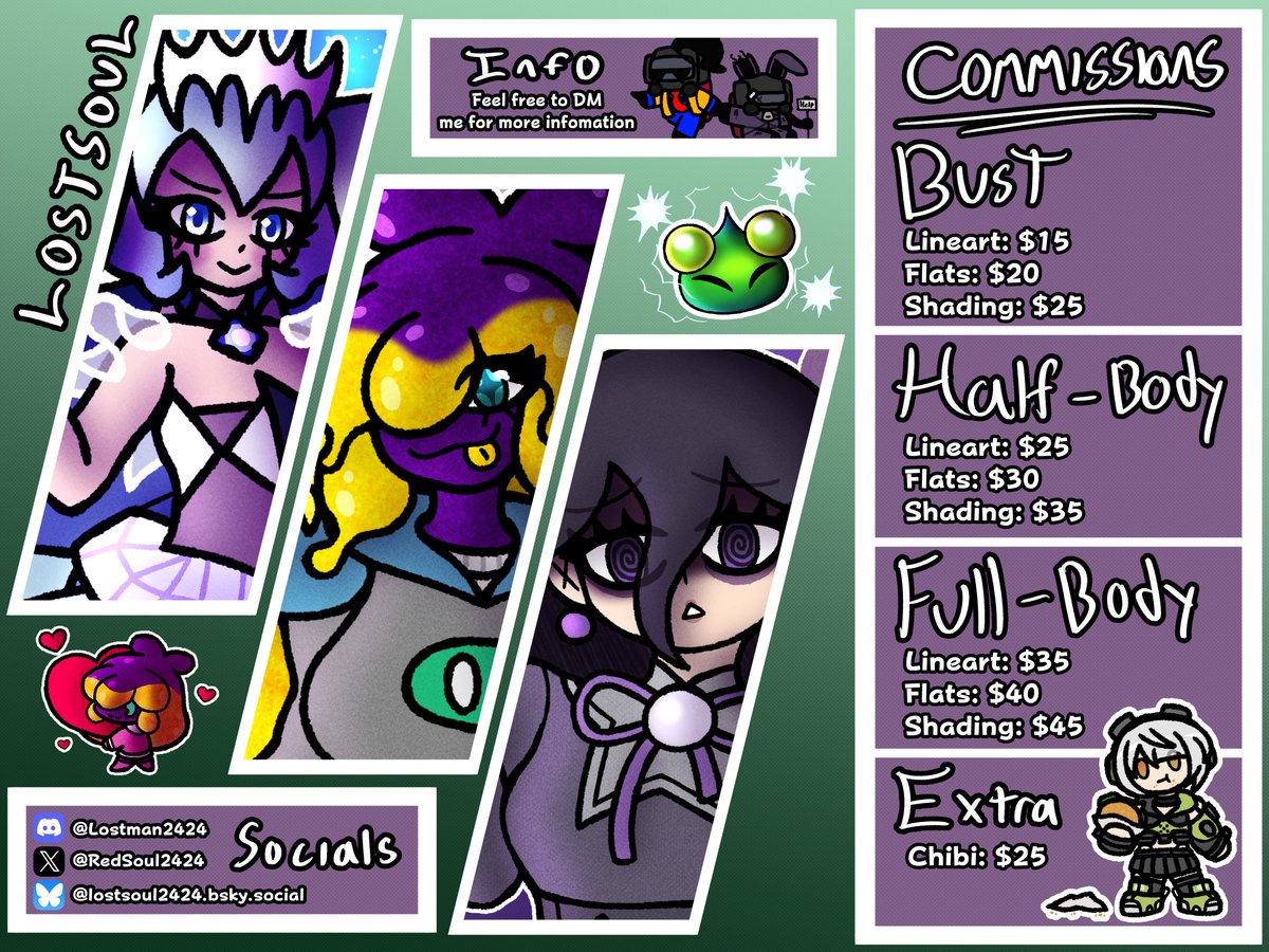 RedSoul2424's tweet image. 🌟NEW UPDATED COMM SHEET🌟
If you have any questions, my DM's are open😎💖