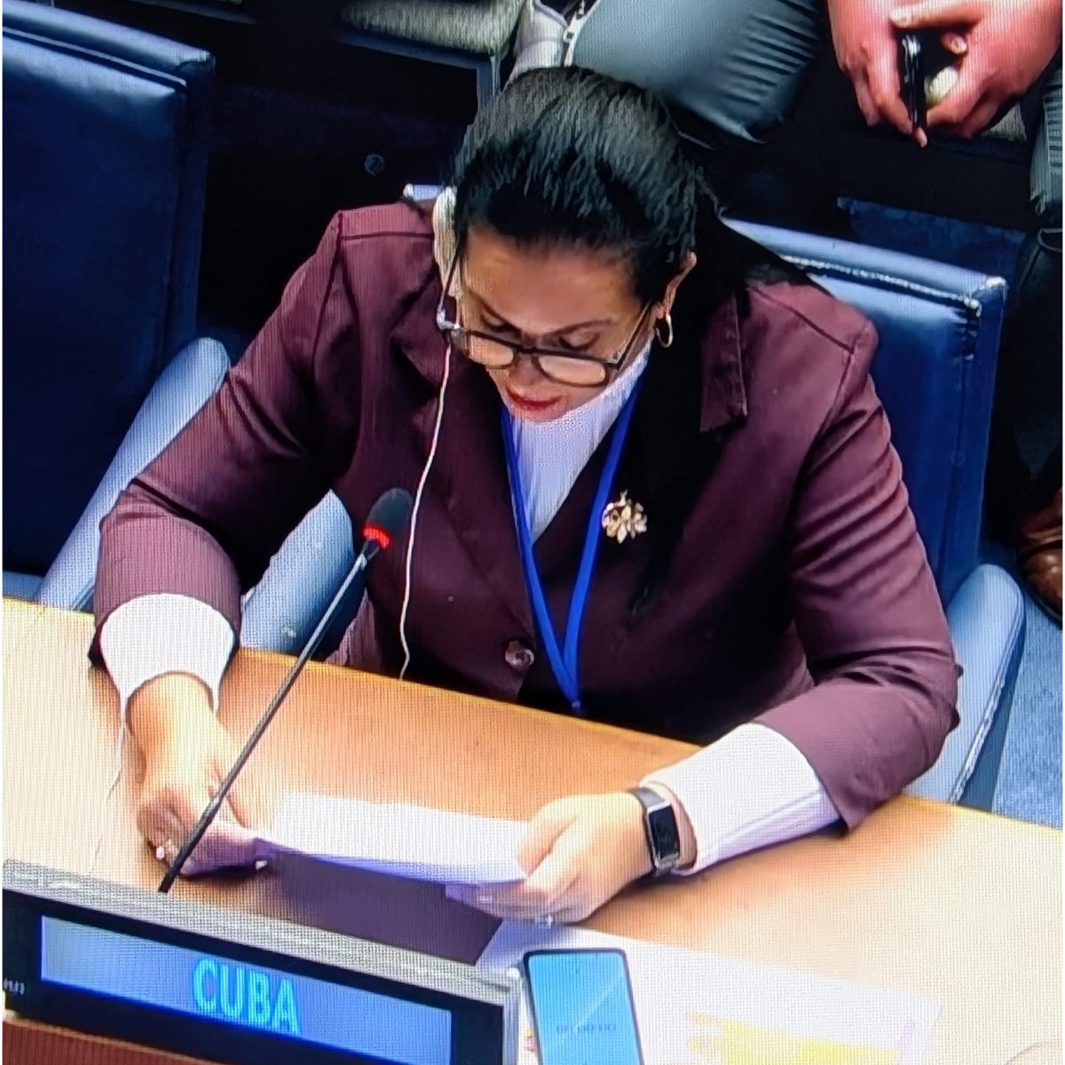 MaybelGlez's tweet photo. En Diálogo Interactivo d la #69CSW , Osmayda Hernández Beleño, Miembro del Secretariado Nacional d la @FMC_Cuba , interviene sobre logros y retos d #Cuba con respecto al desarrollo inclusivo, responsabilidad compartida y trabajo digno. 
#MujeresEnRevolución 
@DiazCanelB https://t.co/QC0TAxmVc5