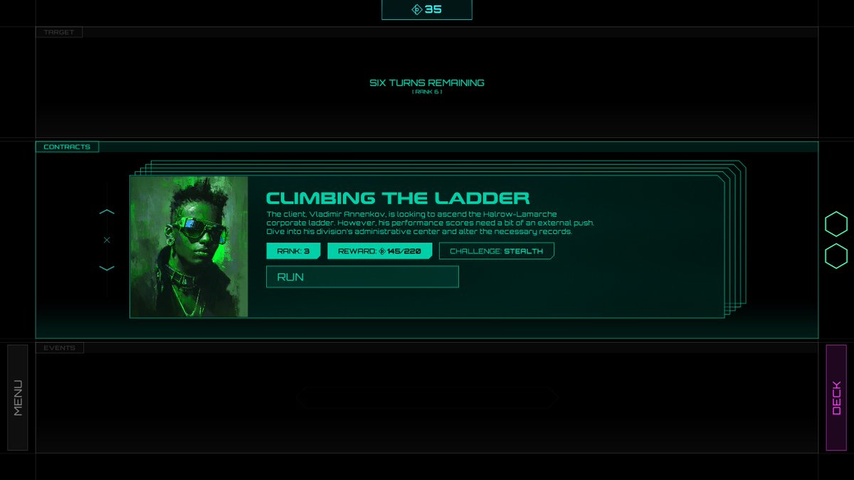NetspectreGame's tweet photo. Netspectre #devlog #33 is out now: https://t.co/hXMYlsPaUL, this time explaining how we went about our contract selection interface design // #indiegames https://t.co/DFWuoc5IWy