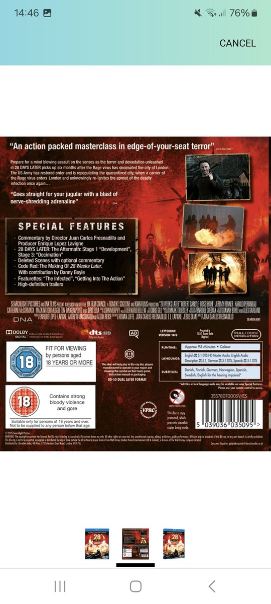 precious_callum's tweet photo. Ahead of #28YearsLater in June, 28 Weeks Later is expected to be reprinted in the United Kingdom on 25th April 2025. It seems to confirm that Disney still owns the rights to that film (alongside 28 Days Later) outside the US despite transferring over to Sony in America. (1) https://t.co/PpHqE7c65H