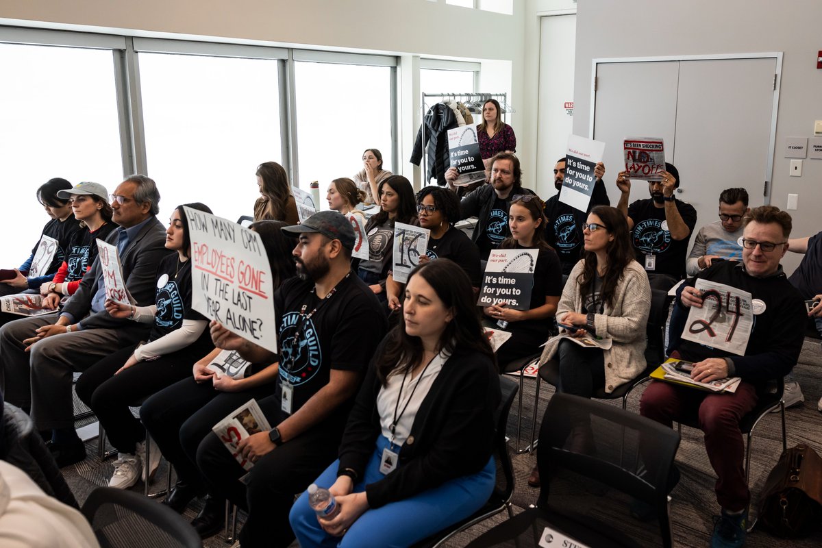 We’re at Navy Pier today telling the CPM Board to keep their promise of finding non-labor cuts to save public media and the people who make it.

Seven Guild members have taken buyouts, another 11 have applied, and at least 21 non-Guild staff have too.