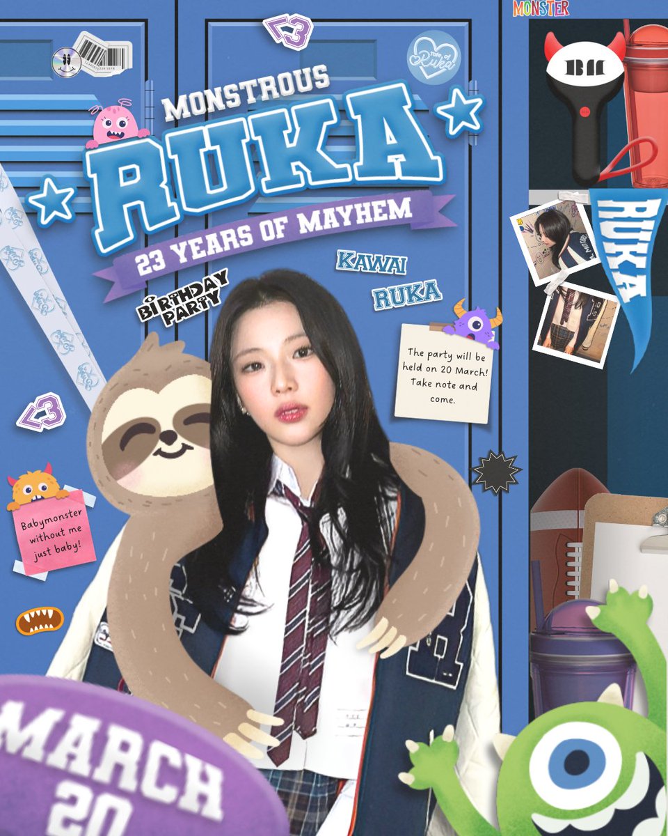 ᅠ
We announce, 𝗠𝗼𝗻𝘀𝘁𝗿𝗼𝘂𝘀 𝗥𝘂𝗸𝗮: 𝟮𝟯 𝗬𝗲𝗮𝗿𝘀 𝗼𝗳 𝗠𝗮𝘆𝗵𝗲𝗺 is about to begin! Witness the chaos unfold as she proves herself, standing tall on her big day while carrying the title: “BABYMONSTER without me is just baby.” | 🦥🏫
ᅠ