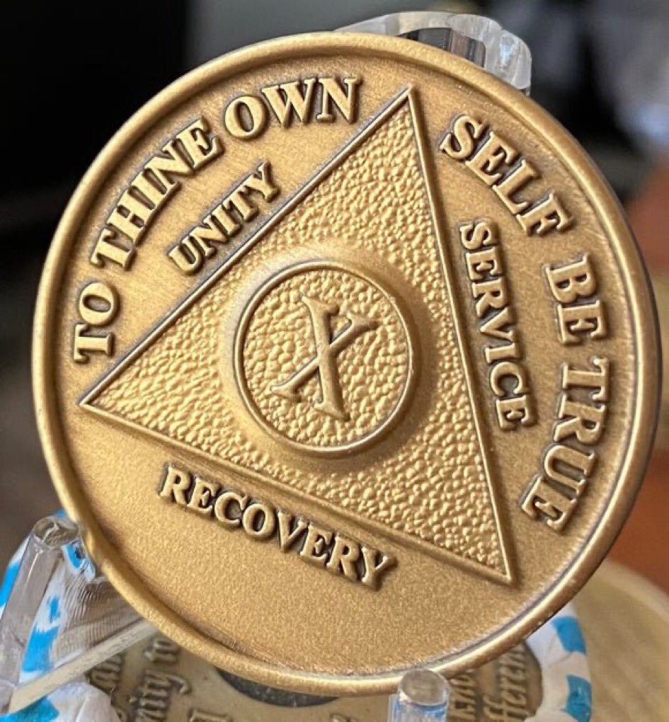 Finally got a 10 year sobriety chip from Alcoholics Anonymous.

Only $8 on ebay.
