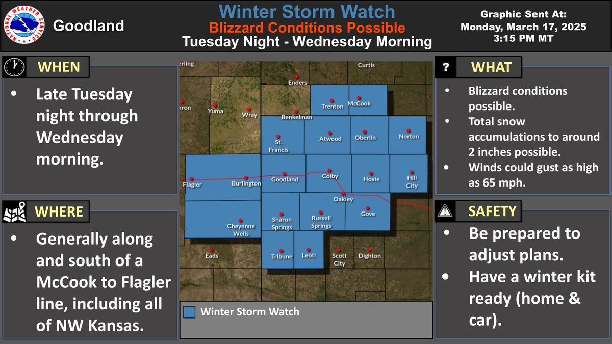 NWSGoodland's tweet photo. Another round of wind and snow will impact the area late Tue night through Wed morning. Rain during the day Tue will transition to snow Tuesday night. Snow amounts around 2 inches are currently expected. NW winds gusting up to 65 mph may result in areas of blowing snow. https://t.co/D8232QK3Wh
