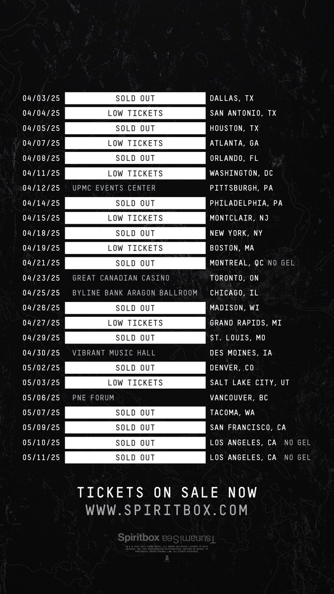 San Antonio, Atlanta, DC, NJ, Boston, Grand Rapids, SLC this is your low ticket warning… see you next month <a href="/spiritboxband/">Spiritbox</a> !

dyingwishhc.com