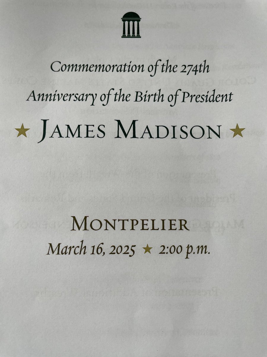 George Washington Chapter, Virginia SAR (@gwsar_org) on Twitter photo On March 16, 1751, James Madison Jr., was born at Port Conway, Virginia. Compatriot John Blair attended the Commemoration of the 274th Anniversary of the Birth of President James Madison at <a href="/JMMontpelier/">Madison's Montpelier</a> held March 16, 2025. On March 16, 1751, James Madison Jr., was born at Port Conway, Virginia. Compatriot John Blair attended the Commemoration of the 274th Anniversary of the Birth of President James Madison at <a href="/JMMontpelier/">Madison's Montpelier</a> held March 16, 2025.