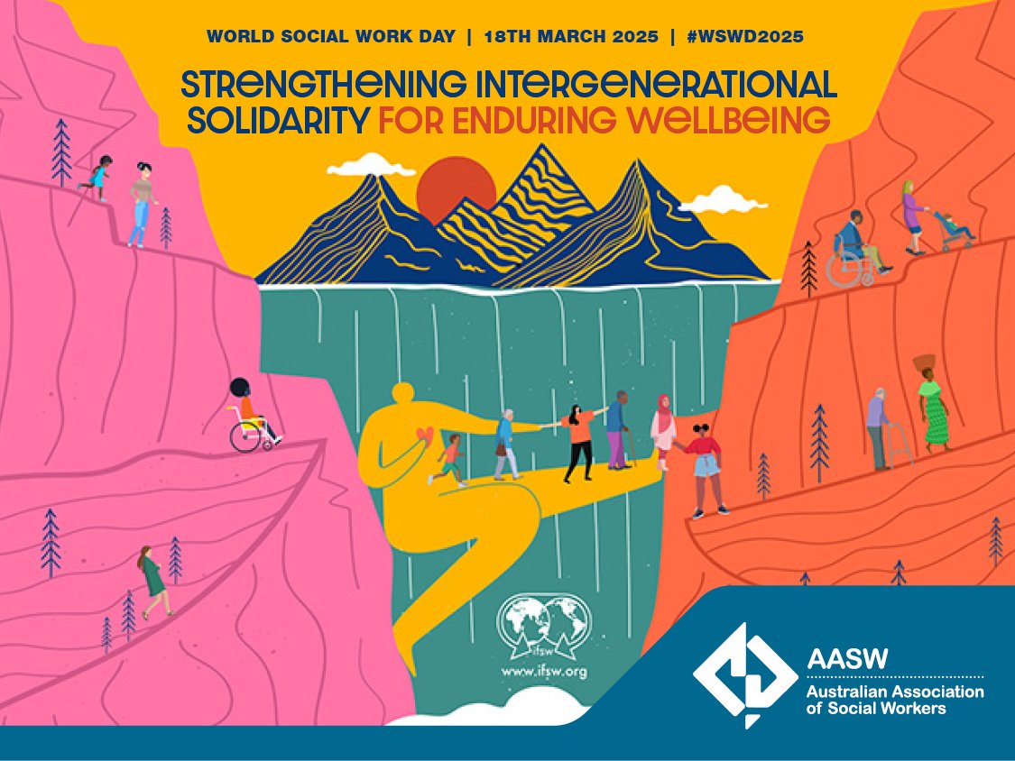 It’s World Social Work Day – a time to celebrate the impact of the profession and shine a light on its vital role in society. 
Join us this evening for our national webinar exploring this year’s theme →  bit.ly/43R3zjv 

#WSWD2025 #WSWD #AASW #SocialWork