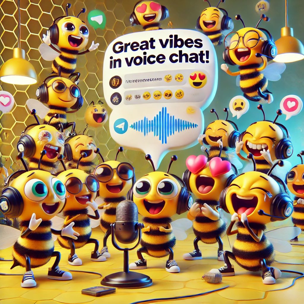 HIVExrpl's tweet photo. “The hive is buzzing with pure chaos and GREAT VIBES voice chat! in the telegram 🎤🐝😂 Emotional Damage Bees are laughing, vibing, and probably crying a little too! Tap in and join the madness! #GreatVibes #EmotionalDamage #BeeTalk #HiveEnergy”#XRPCommunity #XRP https://t.co/Ep2OfnGjm0
