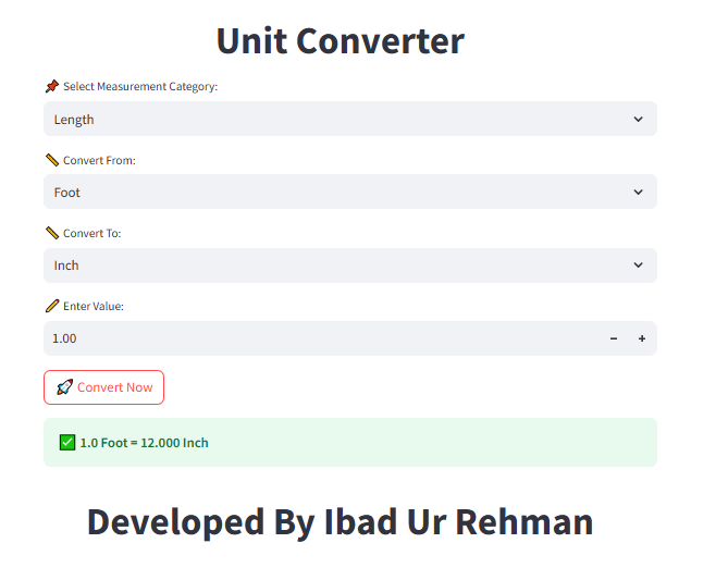 ibad363's tweet photo. ๐ Ramadan Coding Nights โ Unit Converter
Built a Unit Converter for Length, Weight & Temperature using Python & Streamlit! ๐๐ก๏ธโ๏ธ
Mentored by @AsharibAli & team!
#RamadanCodingNights #Python #Streamlit #GIAIC #100DaysOfCode https://t.co/1JfTgK6KD5